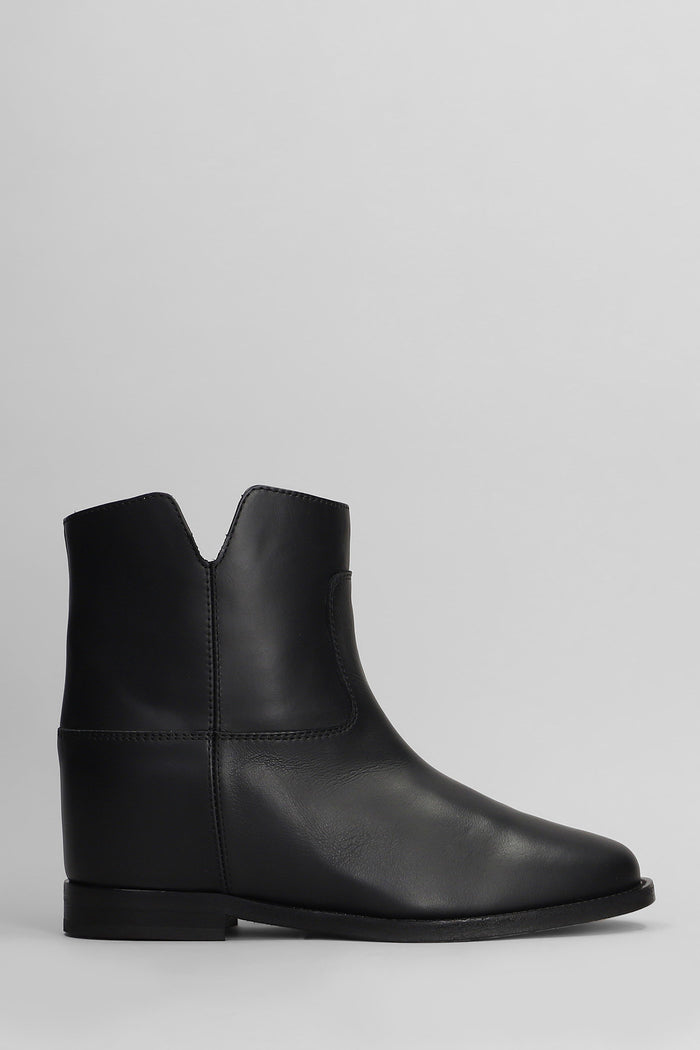 Ankle boots inside wedge in black leather Scarpe