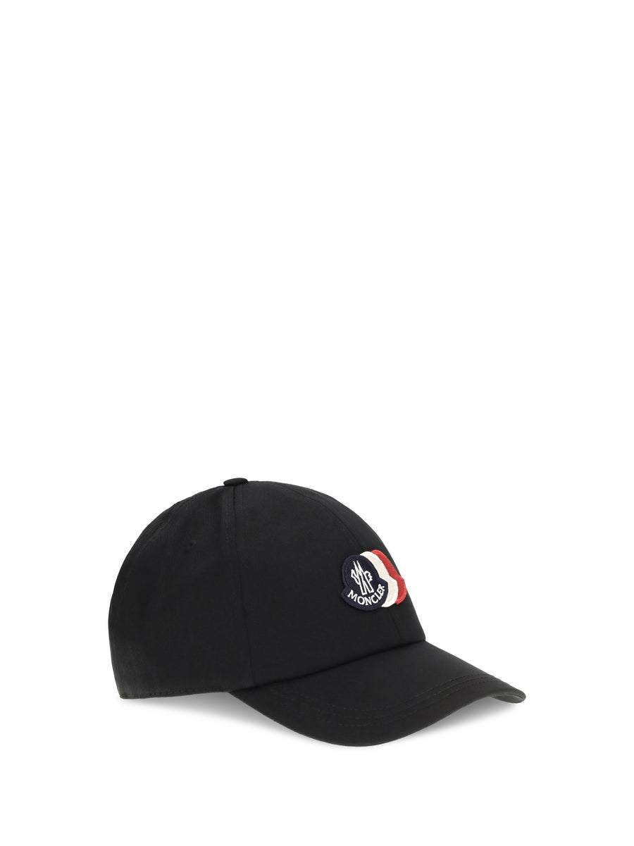 Baseball Cap With Tricolour Logo Black Cotton Hat