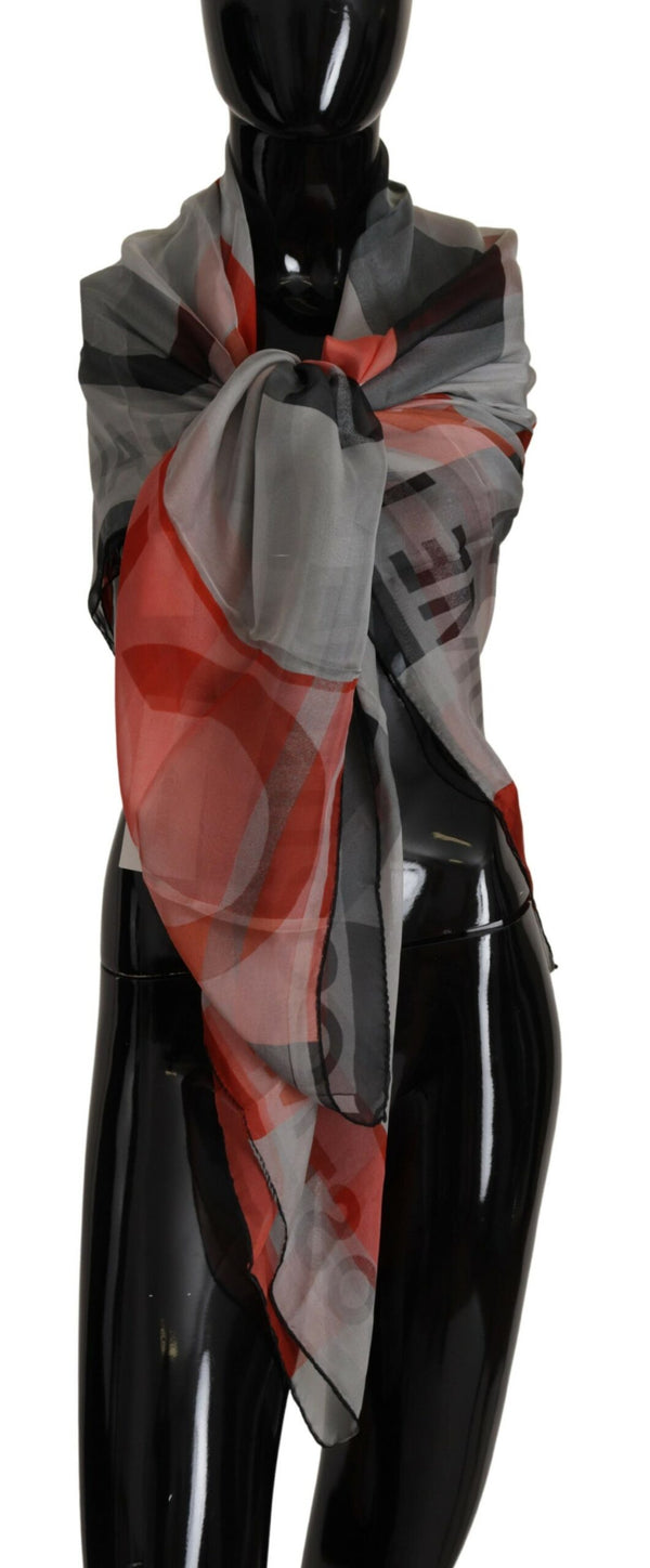 Costume National 100% Silk scarf in gray