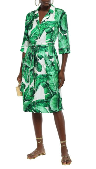4158b Dress Long Green leaves