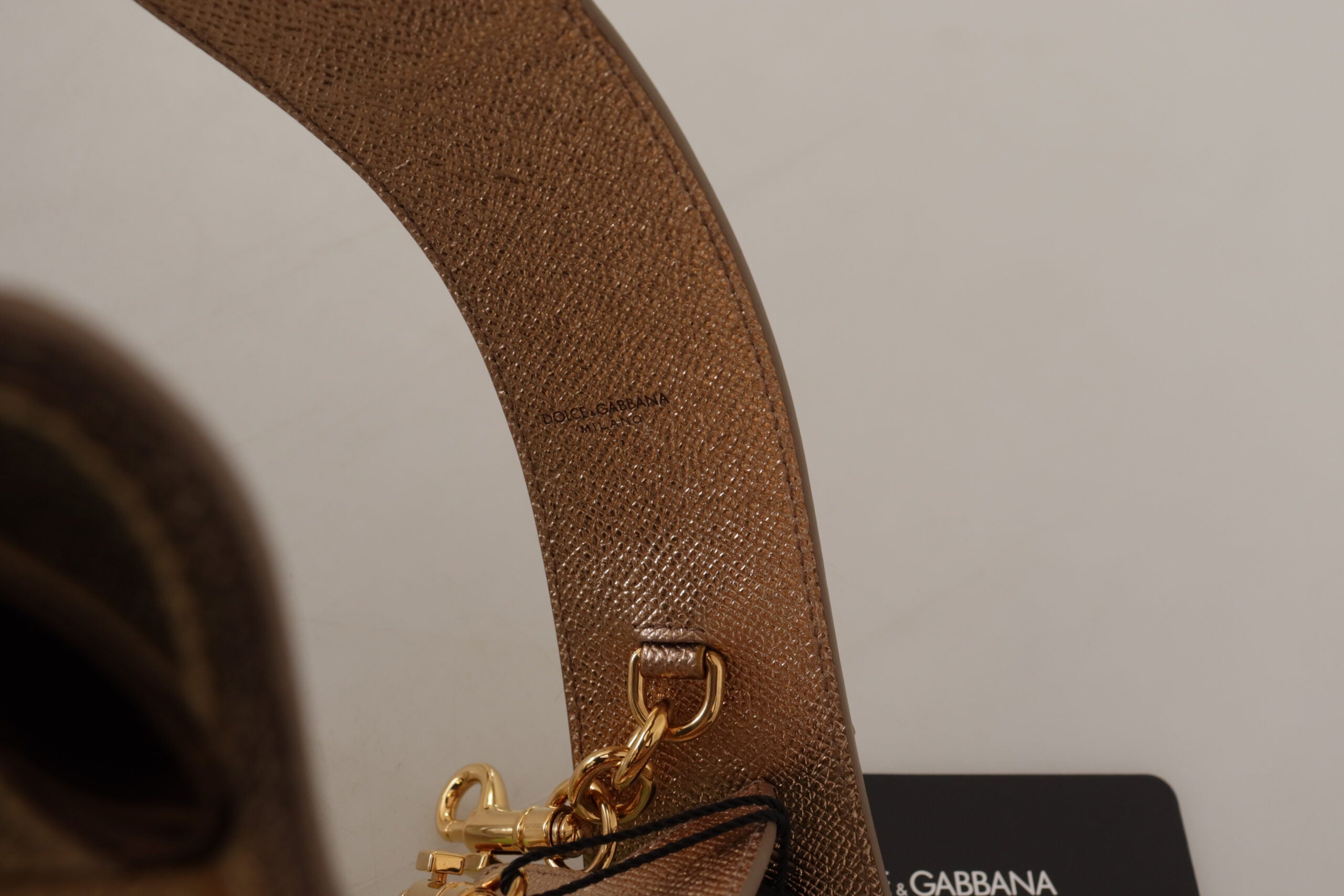Gold Leather Love Patch Bag Shoulder Strap