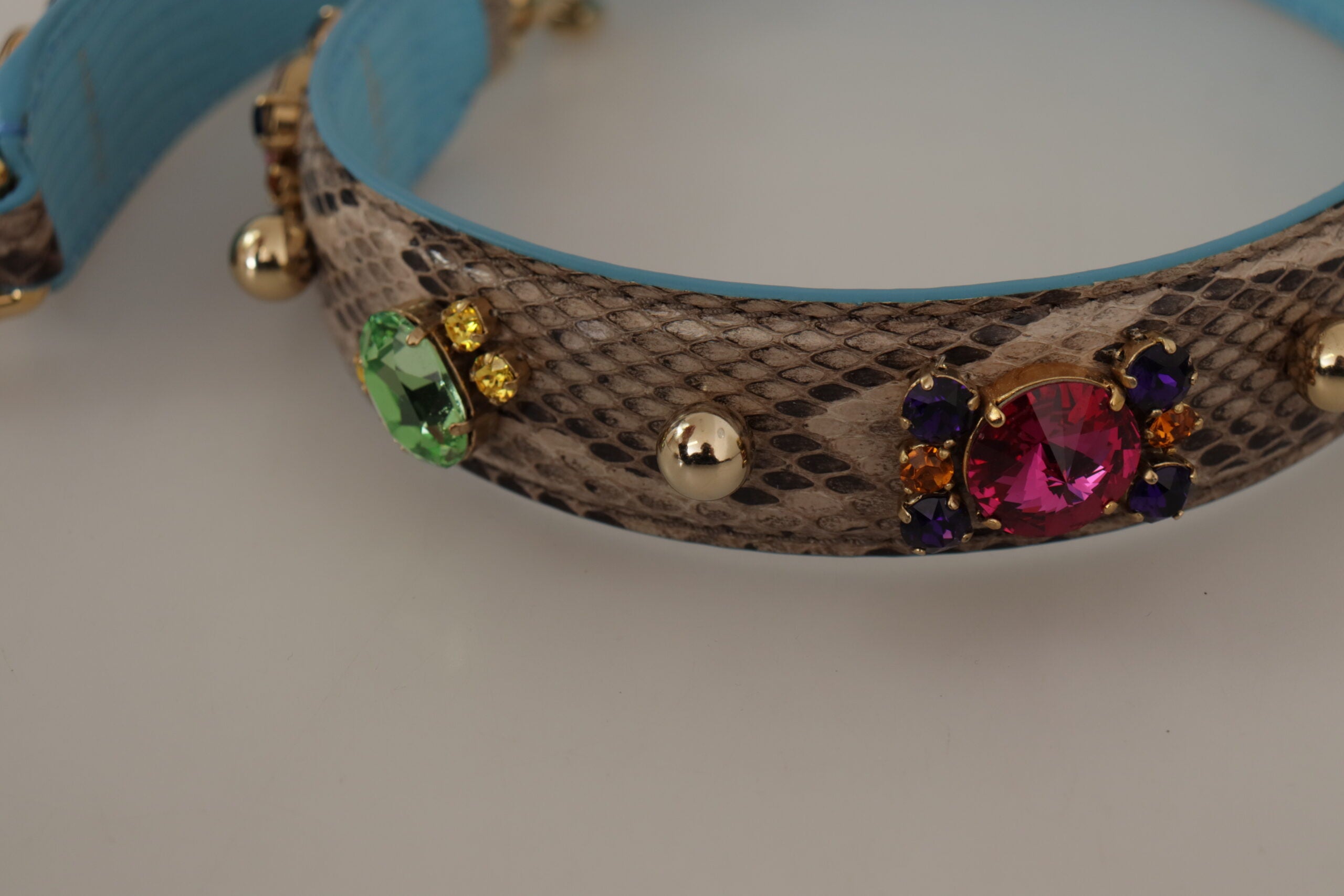 Brown Exotic Leather Crystals Shoulder Strap Python Bag