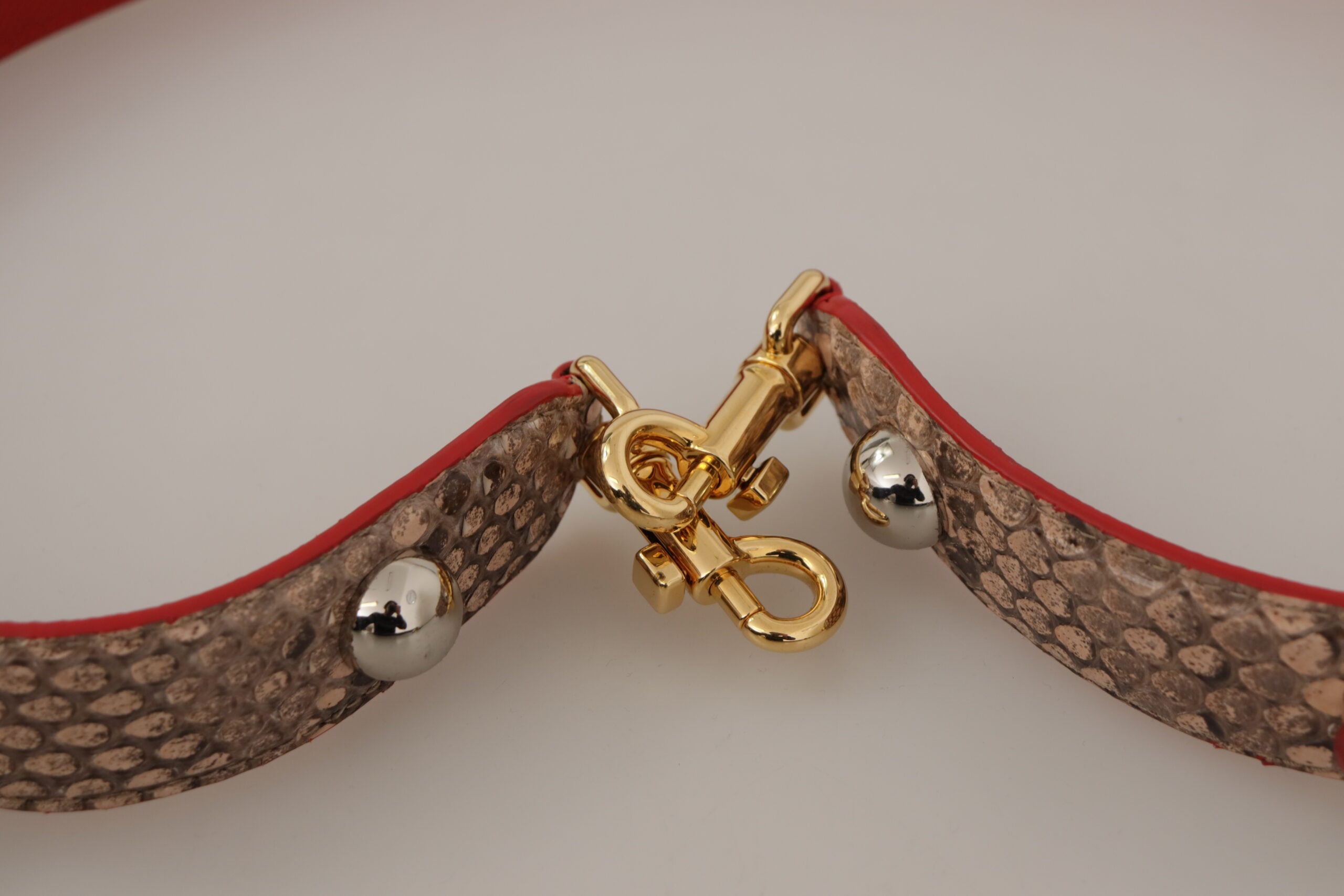 Brown Python Leather Crystals Shoulder Strap Bag