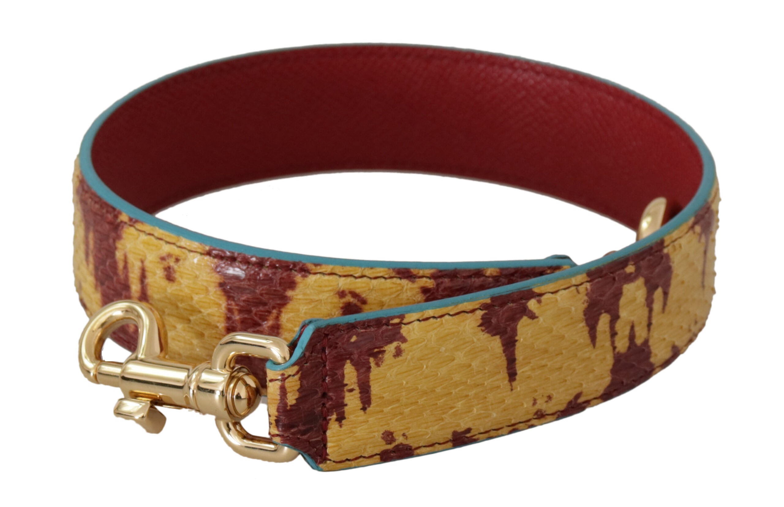 Yellow Red Leather Gold Tone Shoulder Strap Ayers Bag