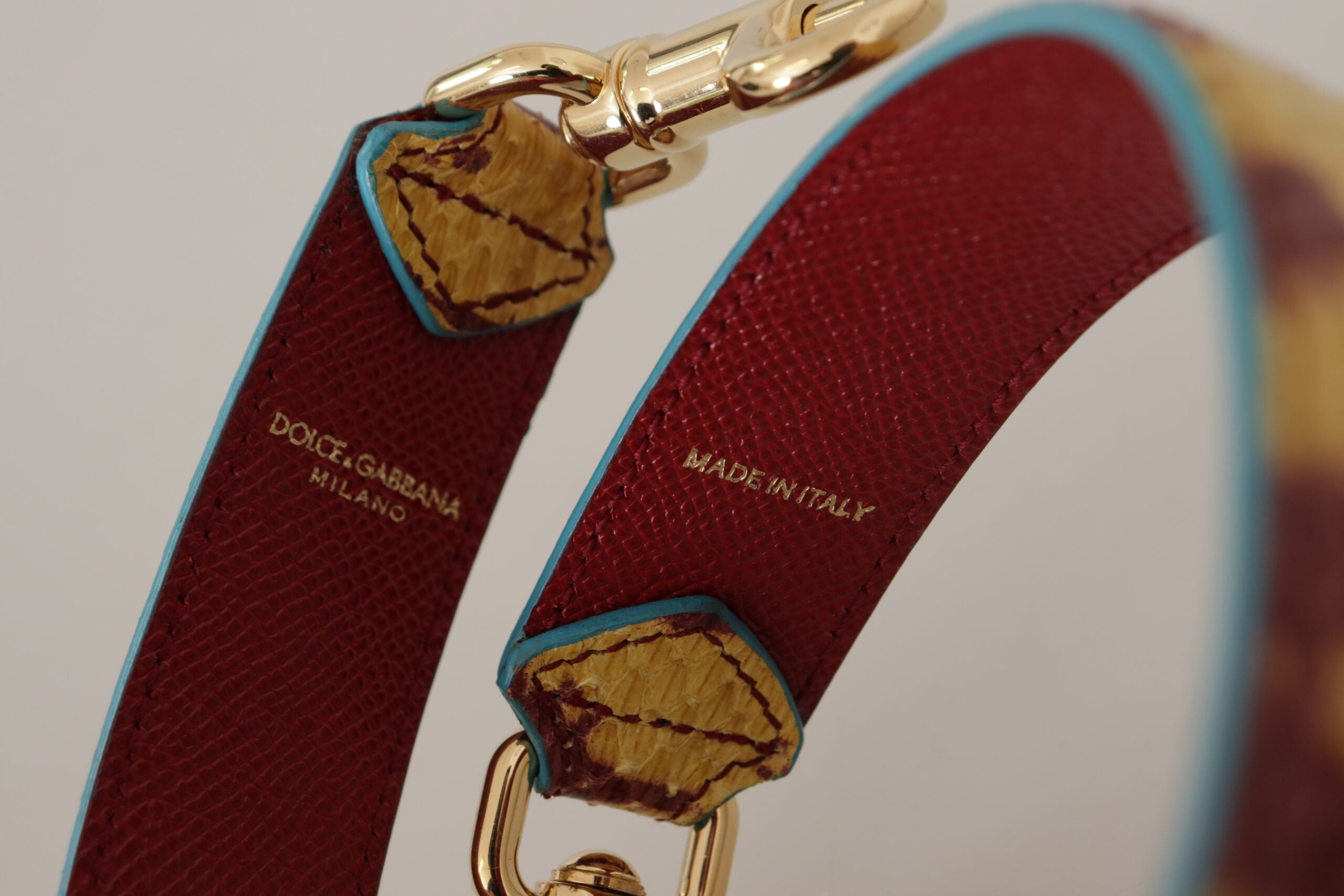 Yellow Red Leather Gold Tone Shoulder Strap Ayers Bag