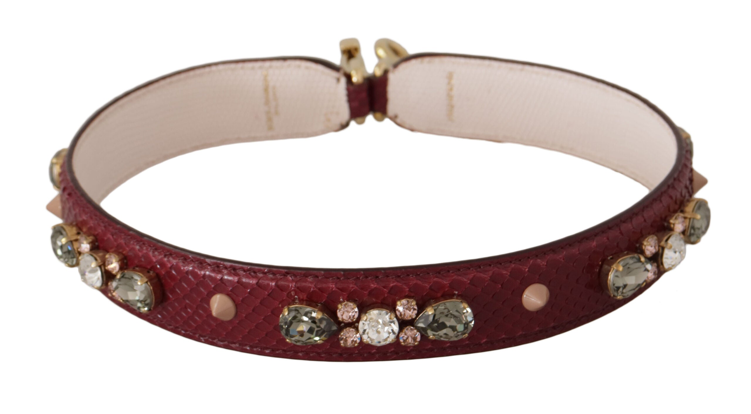 Bordeaux Leather Crystals Bag Shoulder Strap Python