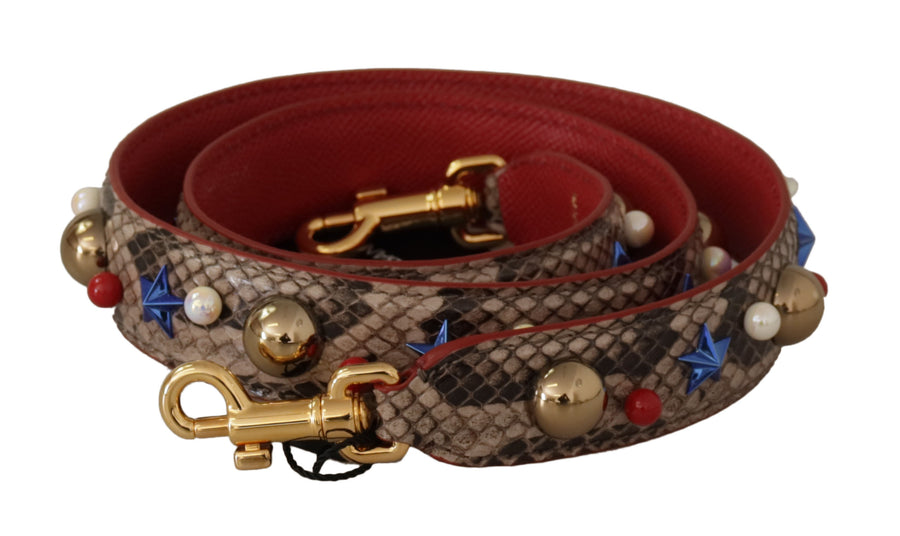 Dolce & Gabbana 100% Python Leather shoulder strap in brown