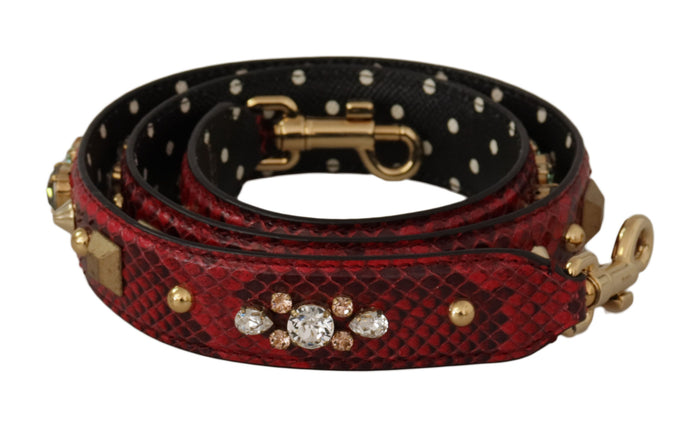 Red Python Leather Crystals Reversible Shoulder Strap Bag