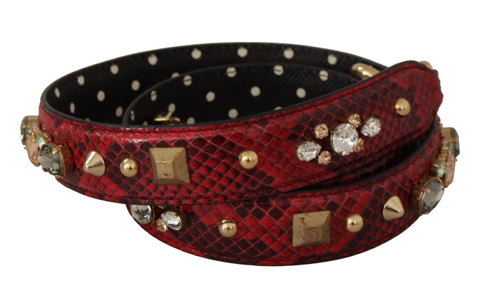 Red Python Leather Crystals Reversible Shoulder Strap Bag