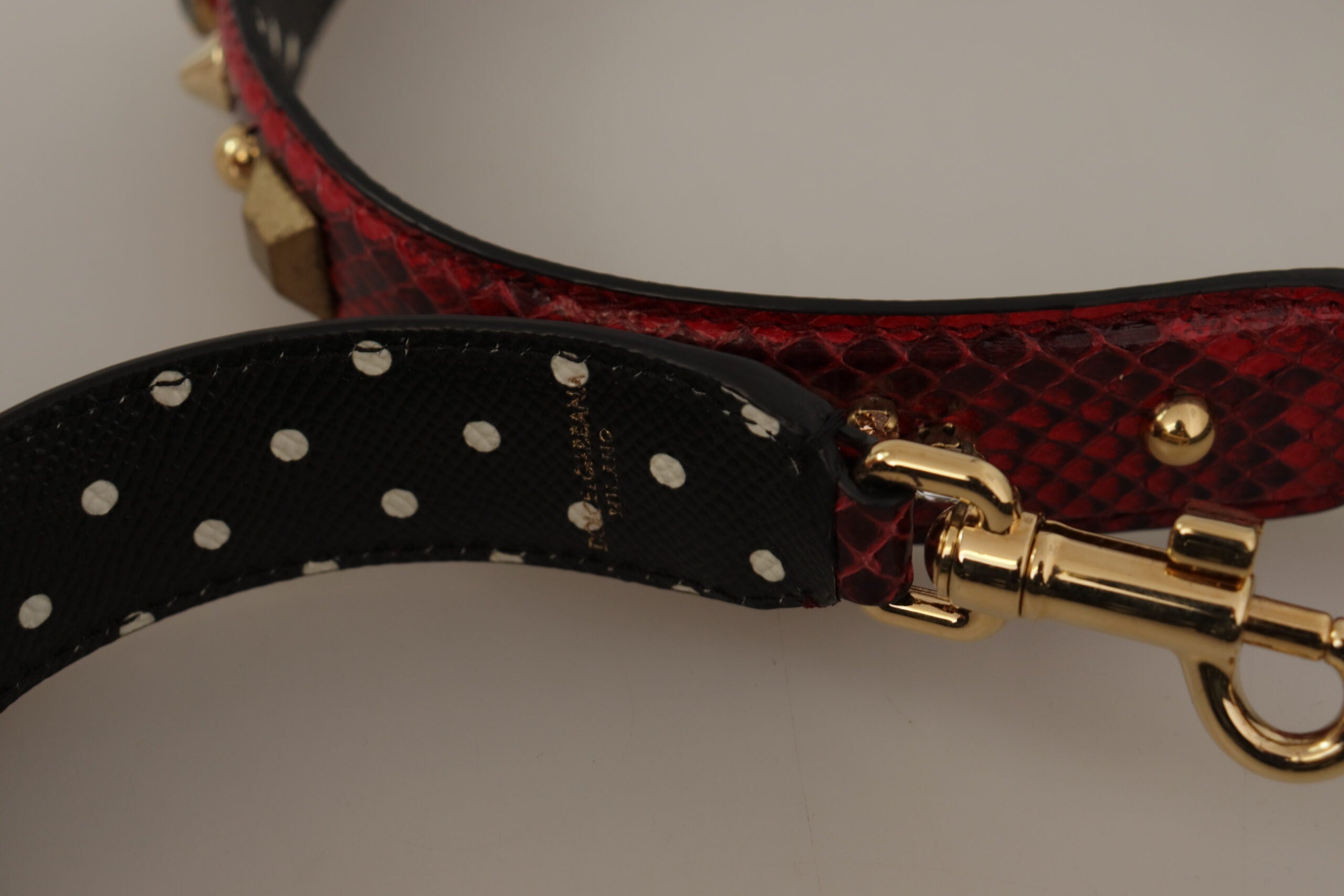 Red Python Leather Crystals Reversible Shoulder Strap Bag