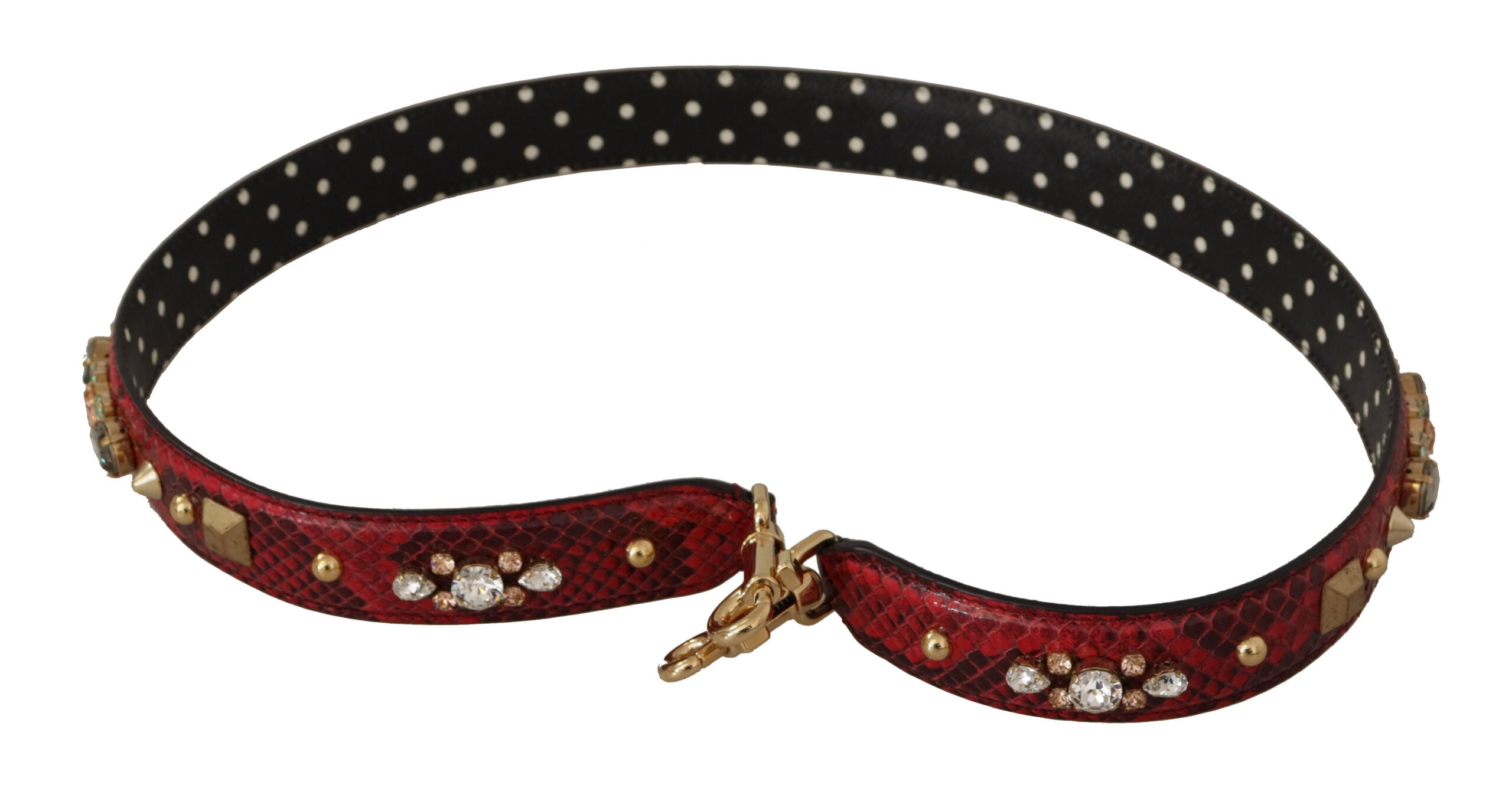 Red Python Leather Crystals Reversible Shoulder Strap Bag