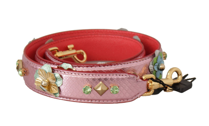 Metallic Pink Leather Studded Shoulder Strap Bag