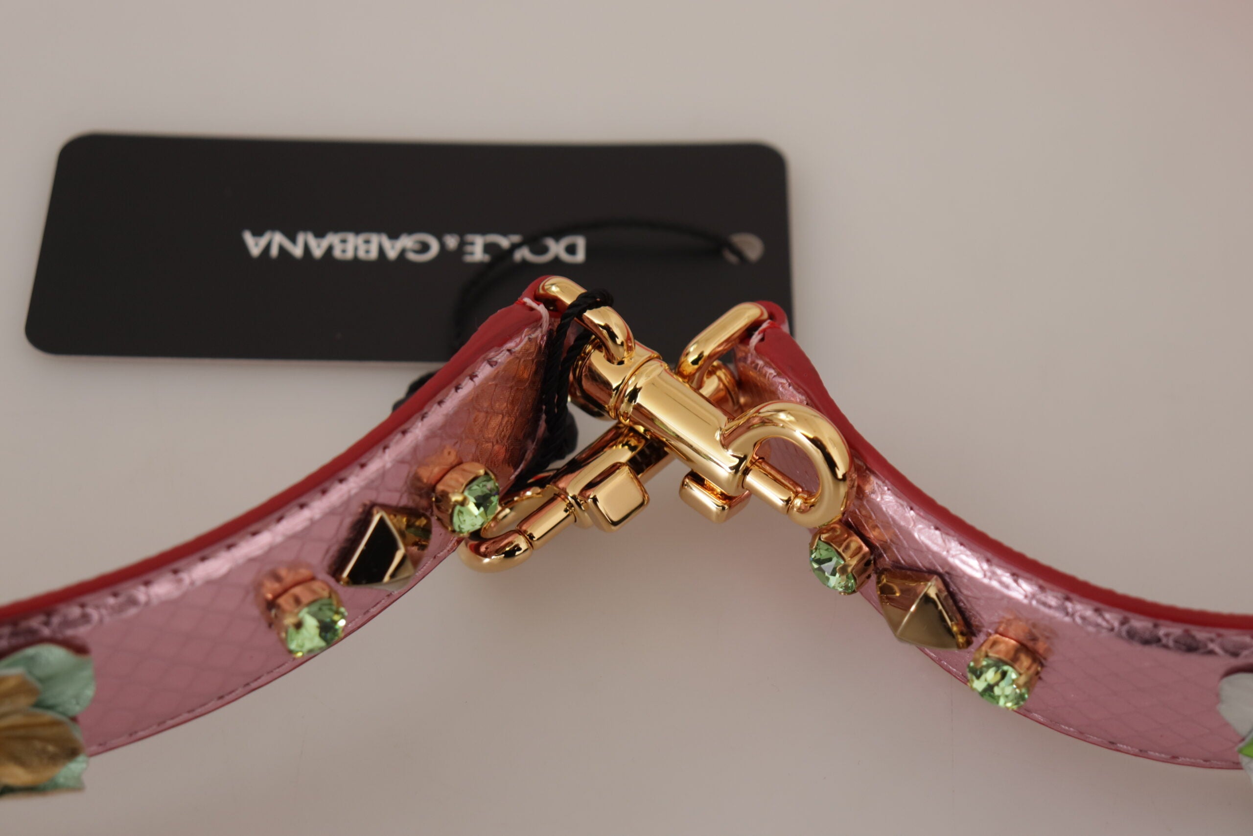Metallic Pink Leather Studded Shoulder Strap Bag