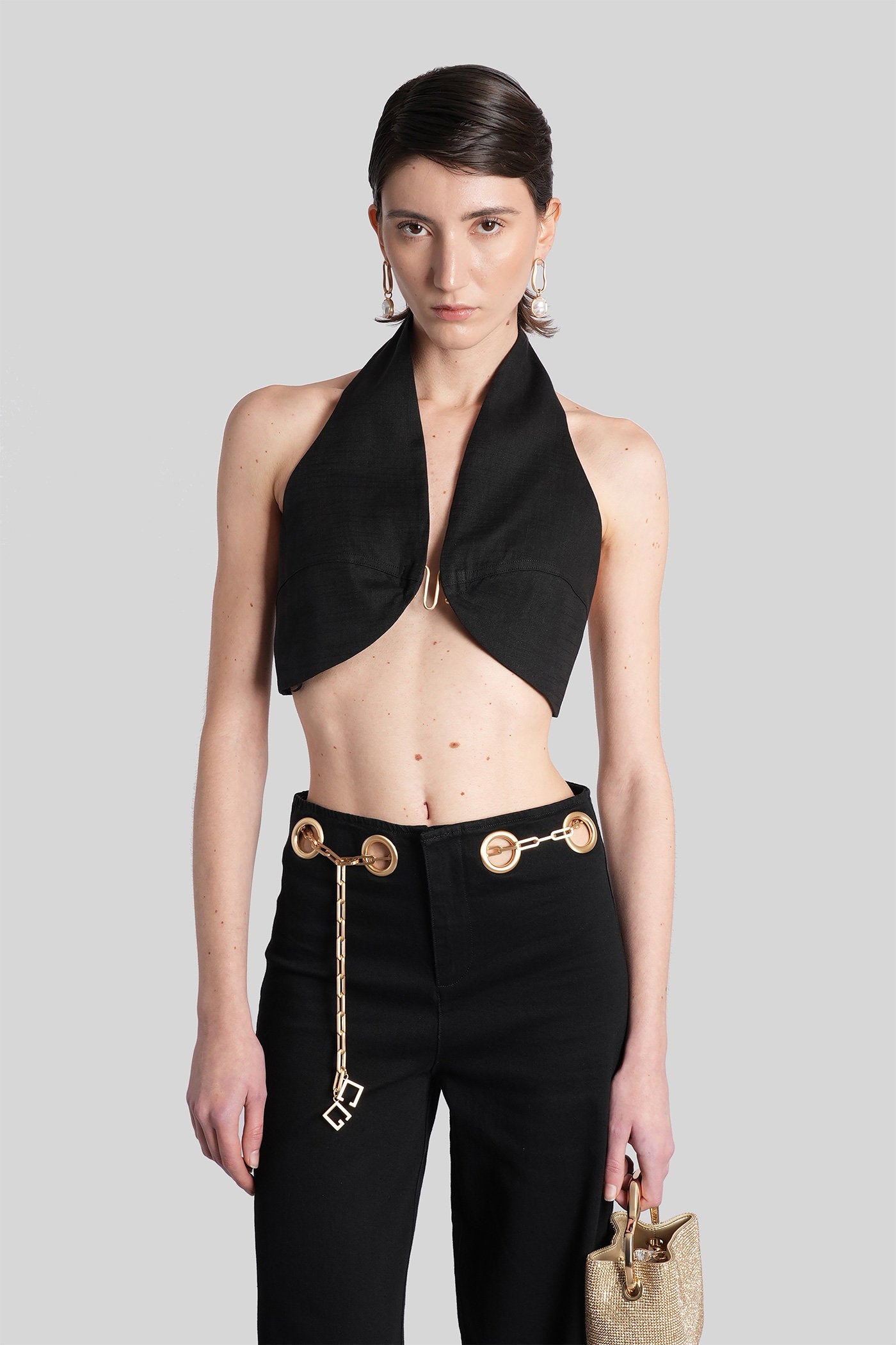 Diem Topwear in black linen Abbigliamento