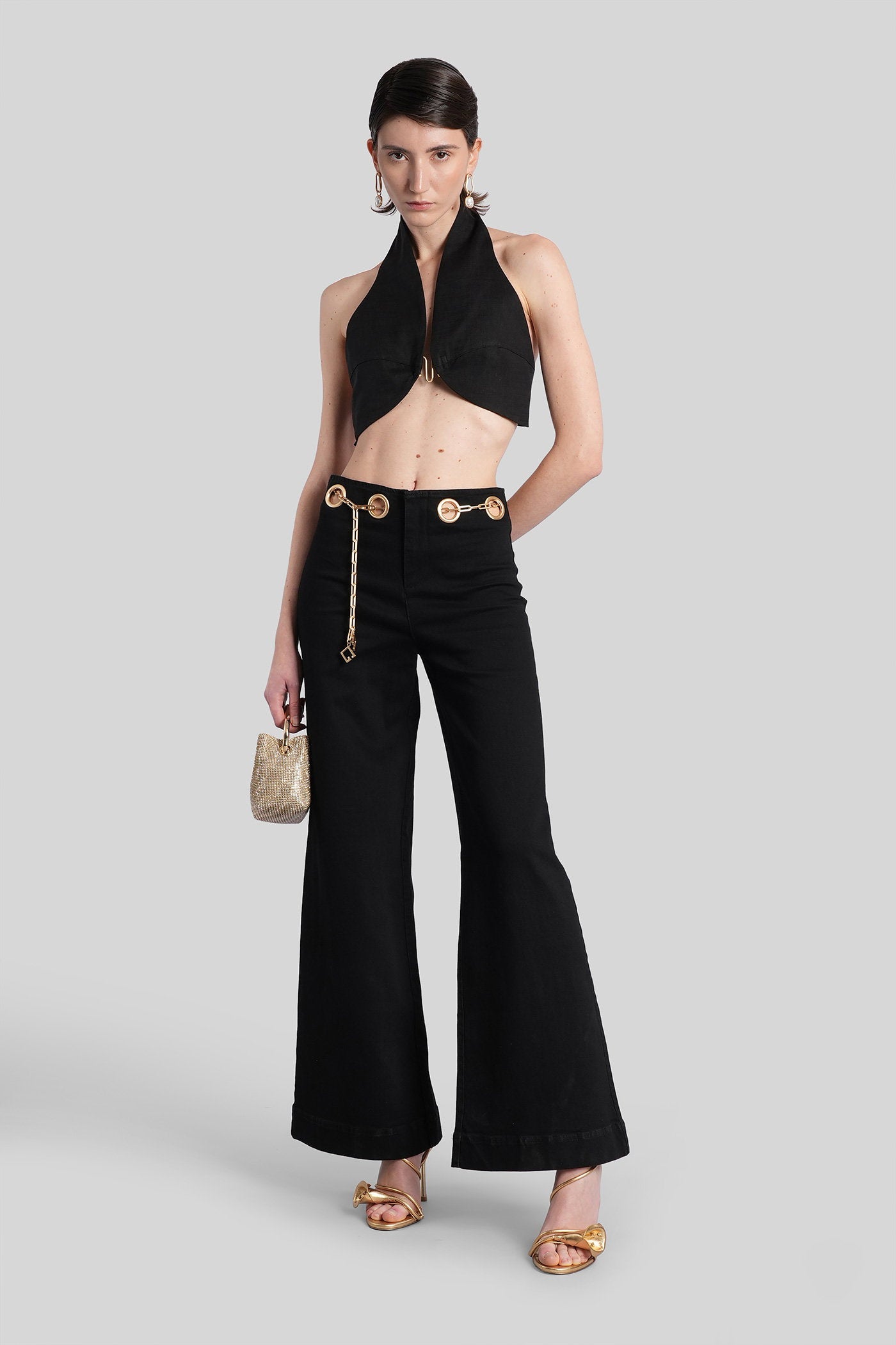 Diem Topwear in black linen Abbigliamento
