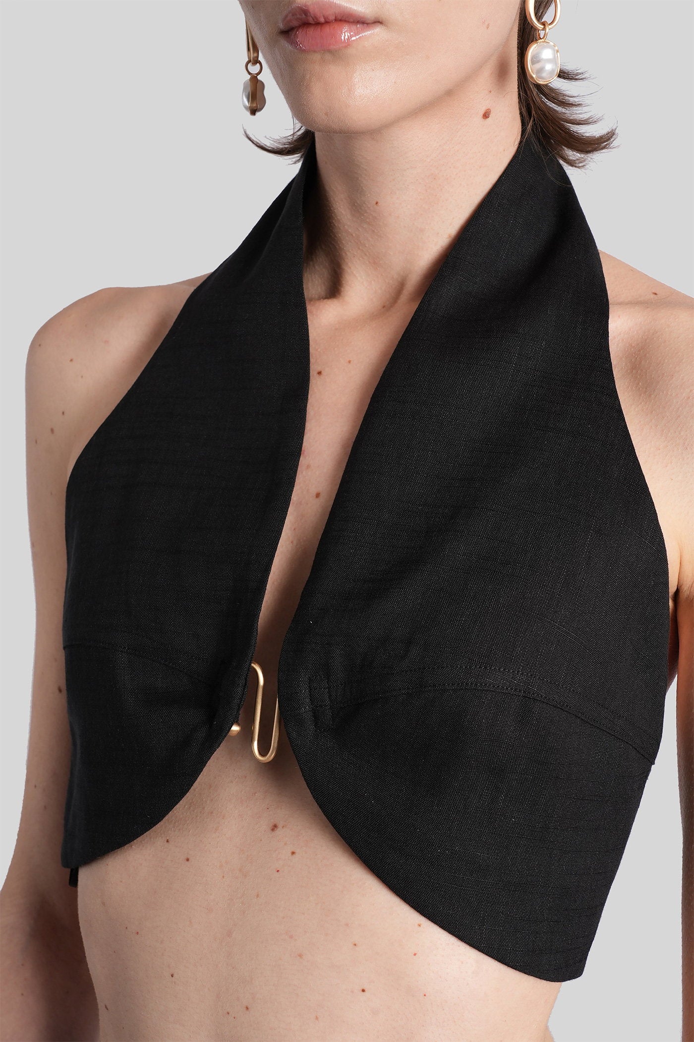Diem Topwear in black linen Abbigliamento