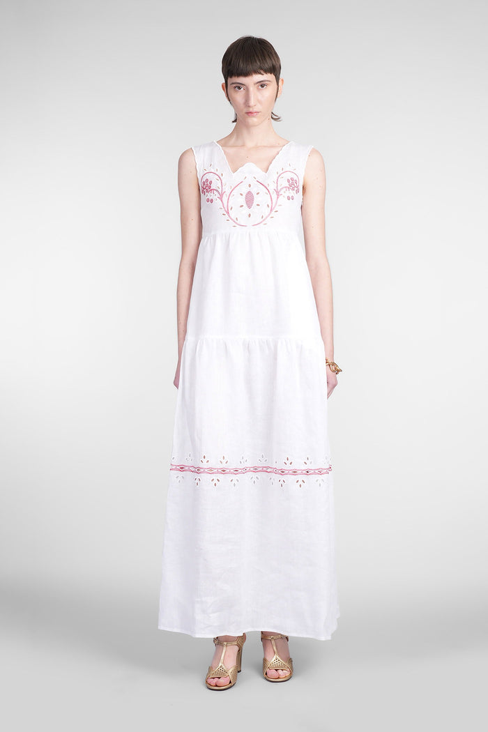 Antonia Long dress in white linen Abbigliamento