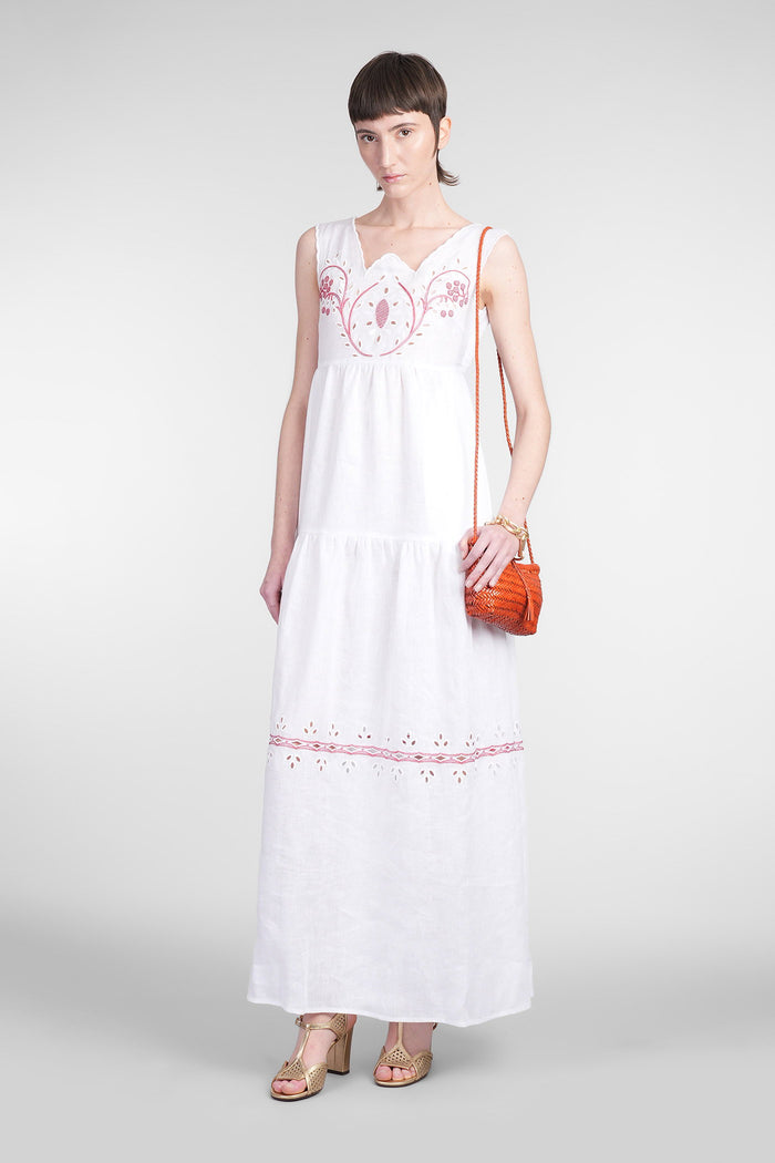 Antonia Long dress in white linen Abbigliamento