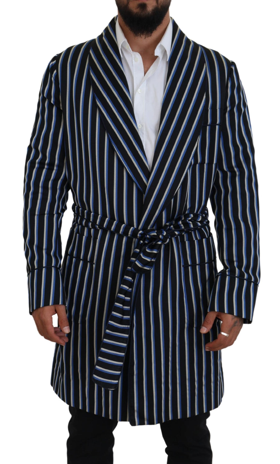 Dolce & Gabbana 90% Polyester 10% Silk (outer); 100% Silk (lining) robe in black