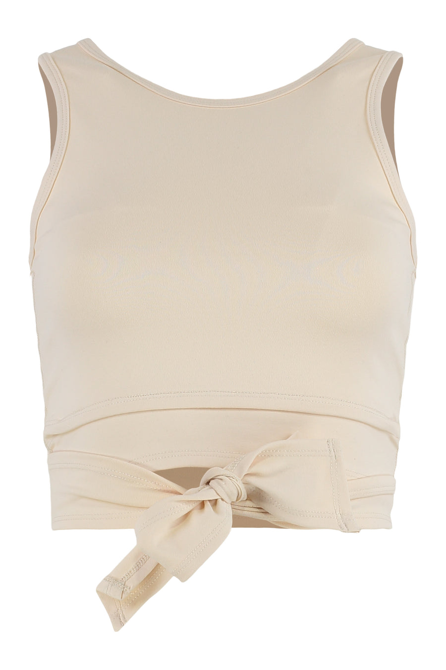 Cropped Sleeveless Top With Knot Detail Panna Polyamide Tops