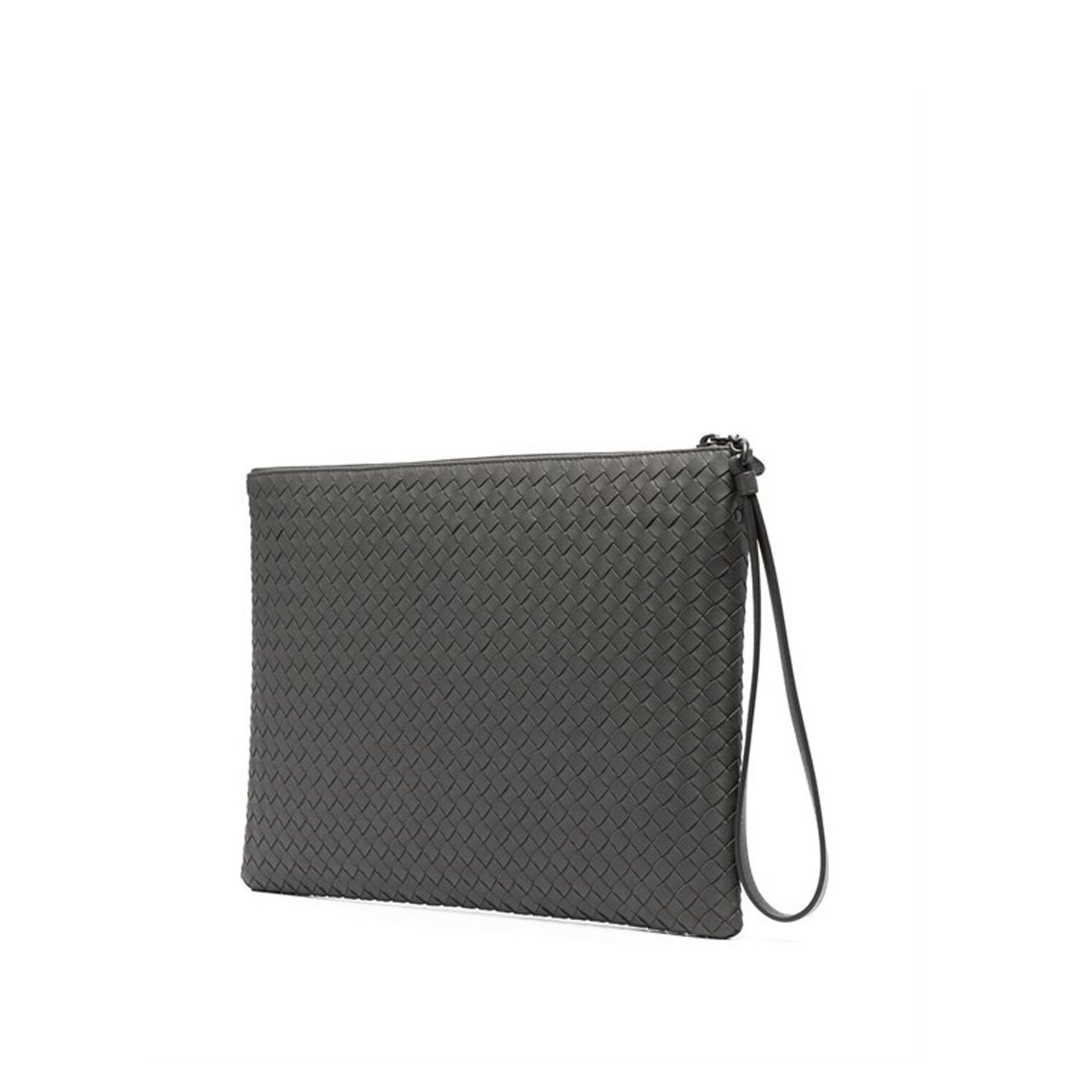 Intrecciato Document Case Brown Lamb Leather
