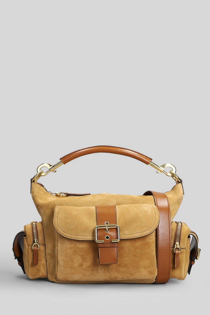 Camera bag Shoulder in Camel suede Borse
