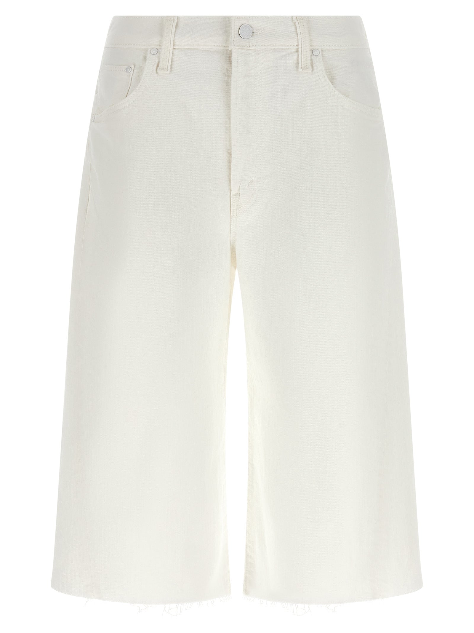 The Whole Lot Zip Twist Fray bermuda shorts White Cotton Bermuda