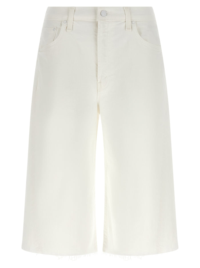 The Whole Lot Zip Twist Fray bermuda shorts White Cotton Bermuda
