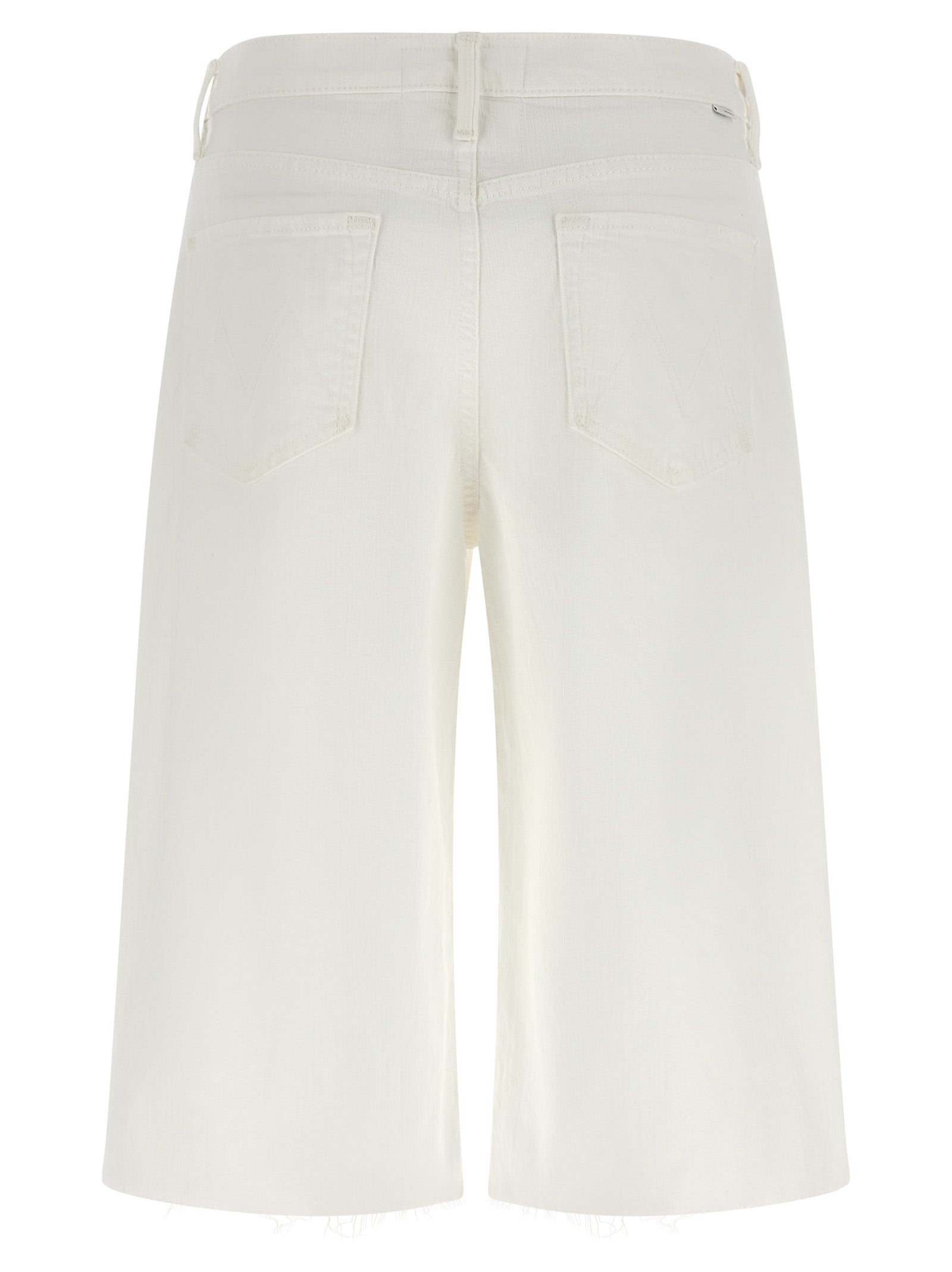 The Whole Lot Zip Twist Fray bermuda shorts White Cotton Bermuda