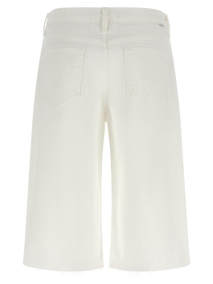 The Whole Lot Zip Twist Fray bermuda shorts White Cotton Bermuda
