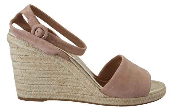 Prada 100% Suede wedge sandal in pink