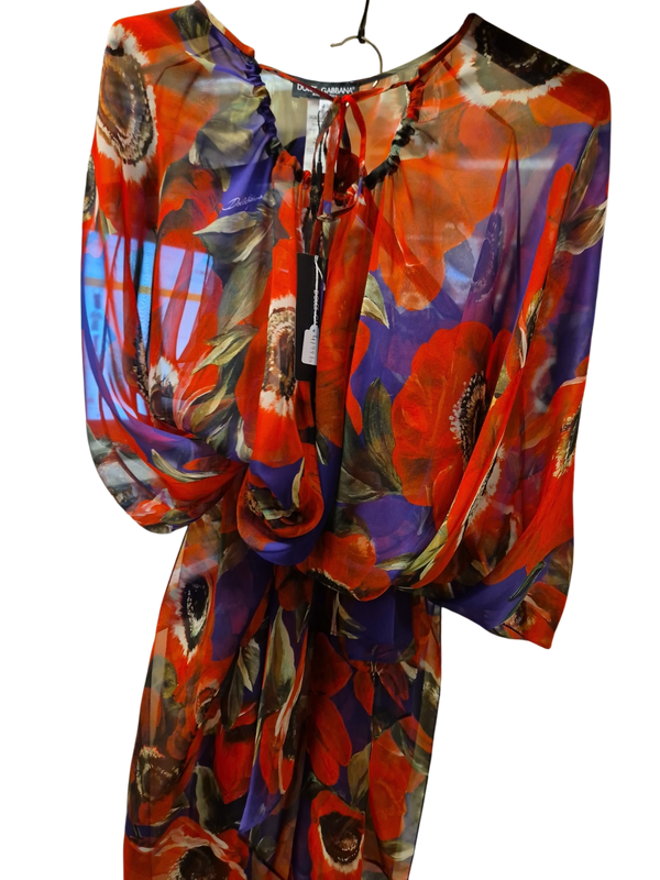 4199b Dress purple and red floral design