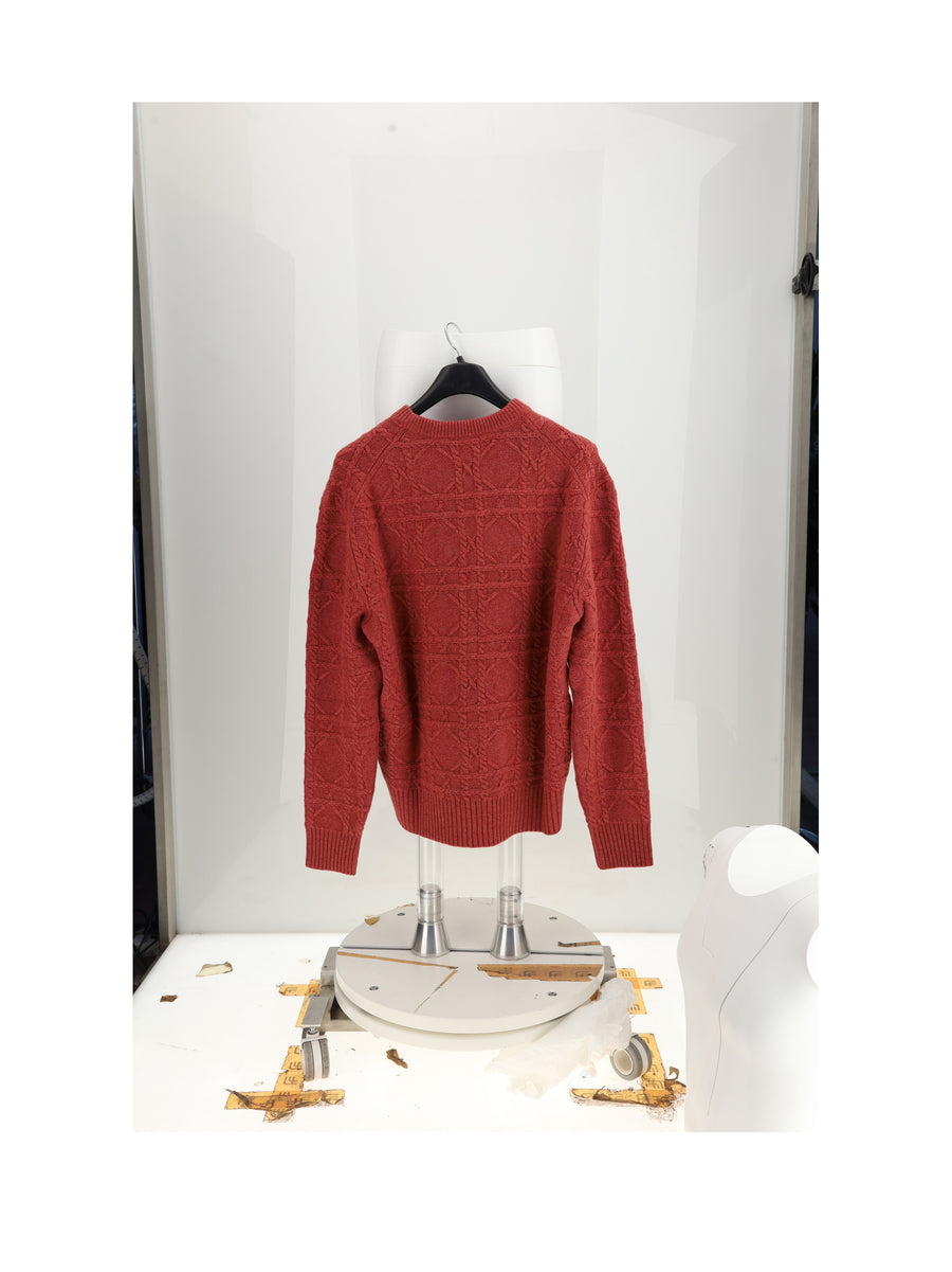 Cashmere Sweater Cannage Brick (capra Hircus)