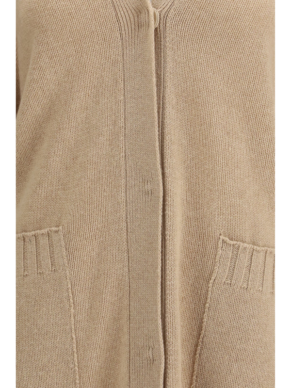 Cardigan Fine Knit V-Neck Beech Fleece Wool