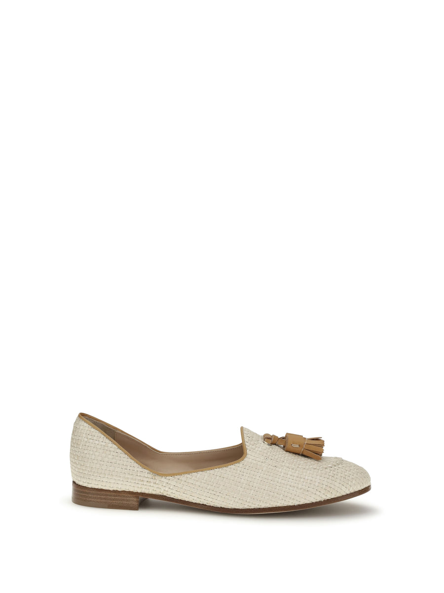 Fratelli Rossetti 80% Raffia; 20% Calf Leather loafer in beige