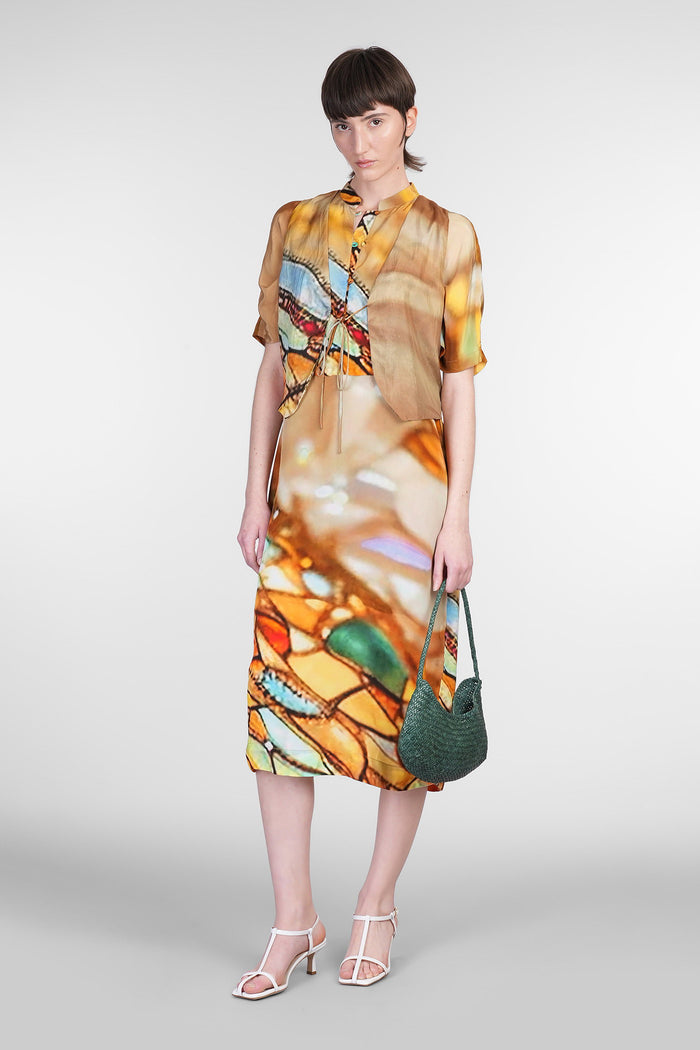 Long dress in multicolor polyamide polyester Abbigliamento