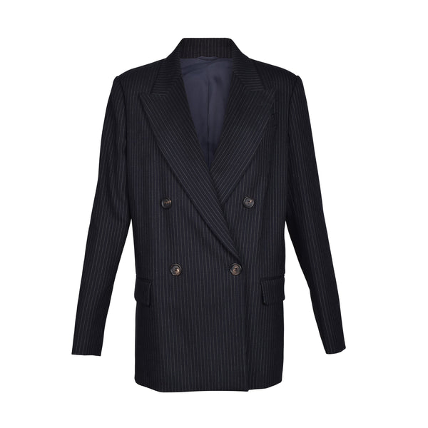 Brunello Cucinelli Womens Navy Virgin Wool Blazer Blue Clothing