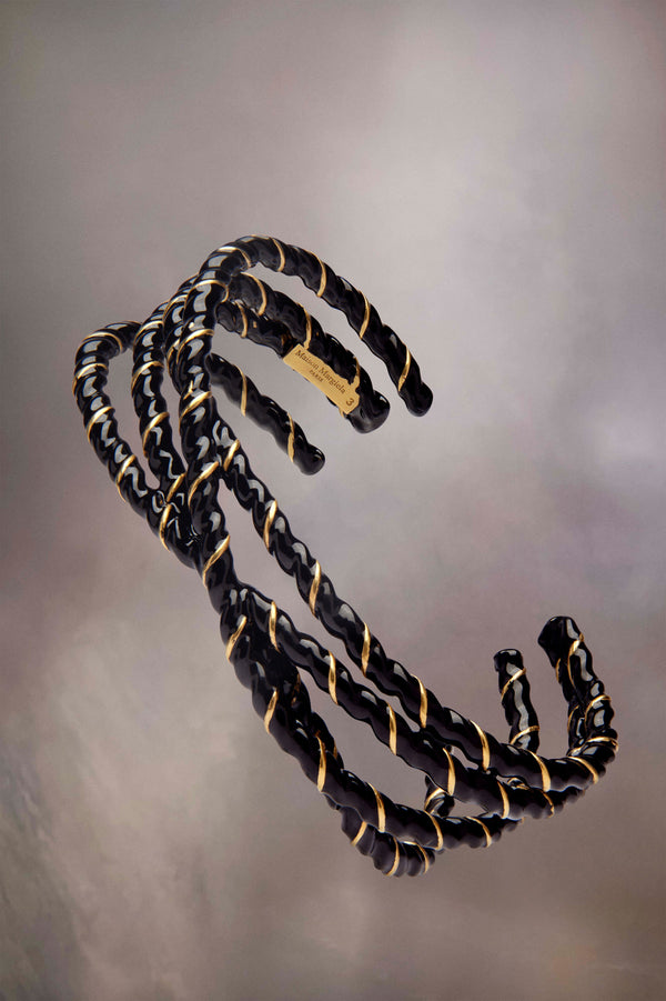 Maison Margiela Mens Black Twisted Metal Bracelets Accessories & Slg