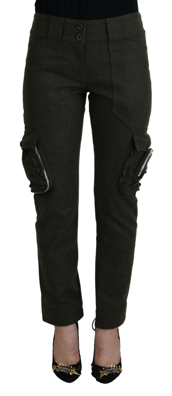 Ermanno Scervino 80% Wool 20% Nylon cargo pants in green