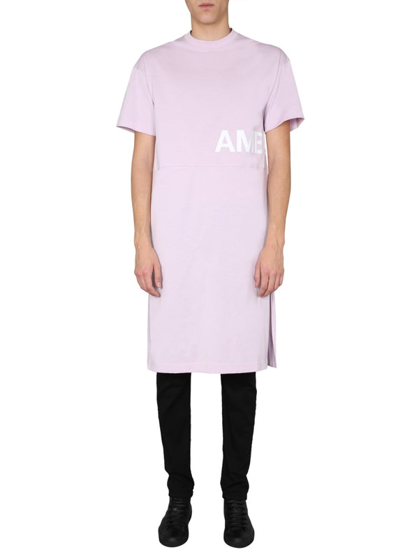Round Neck Dress With Logo Print Pink Cotton