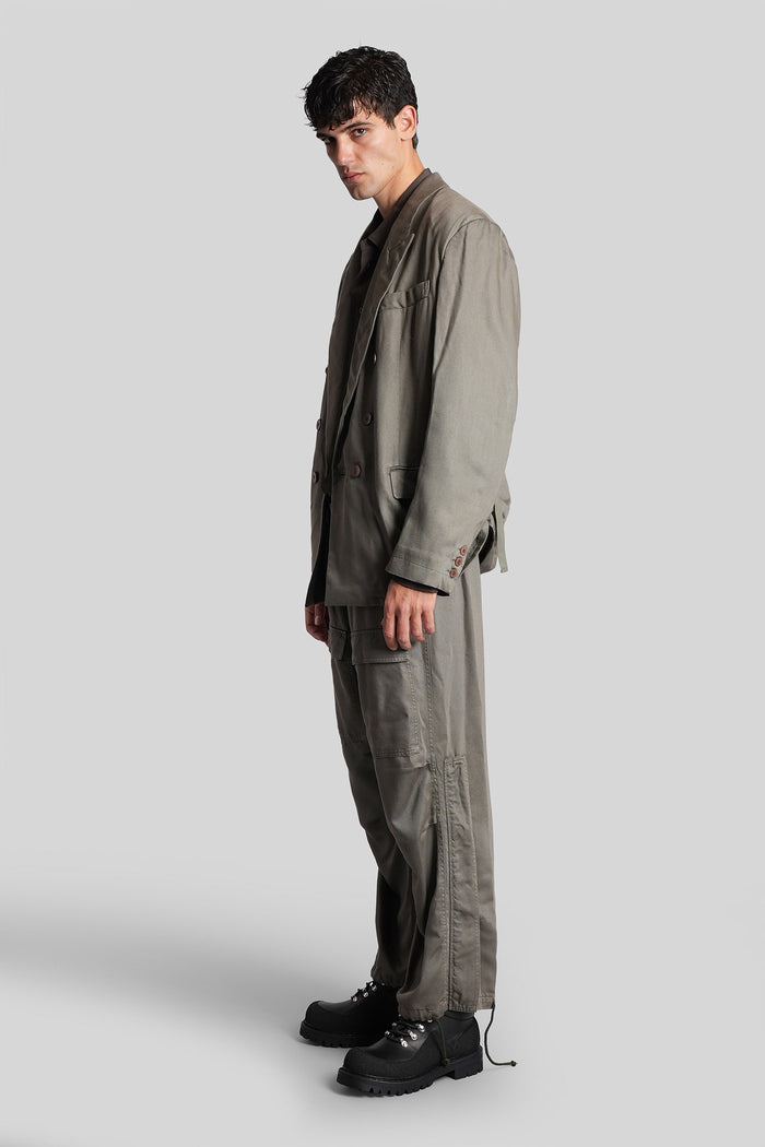 Casual jacket in green wool and polyester Abbigliamento