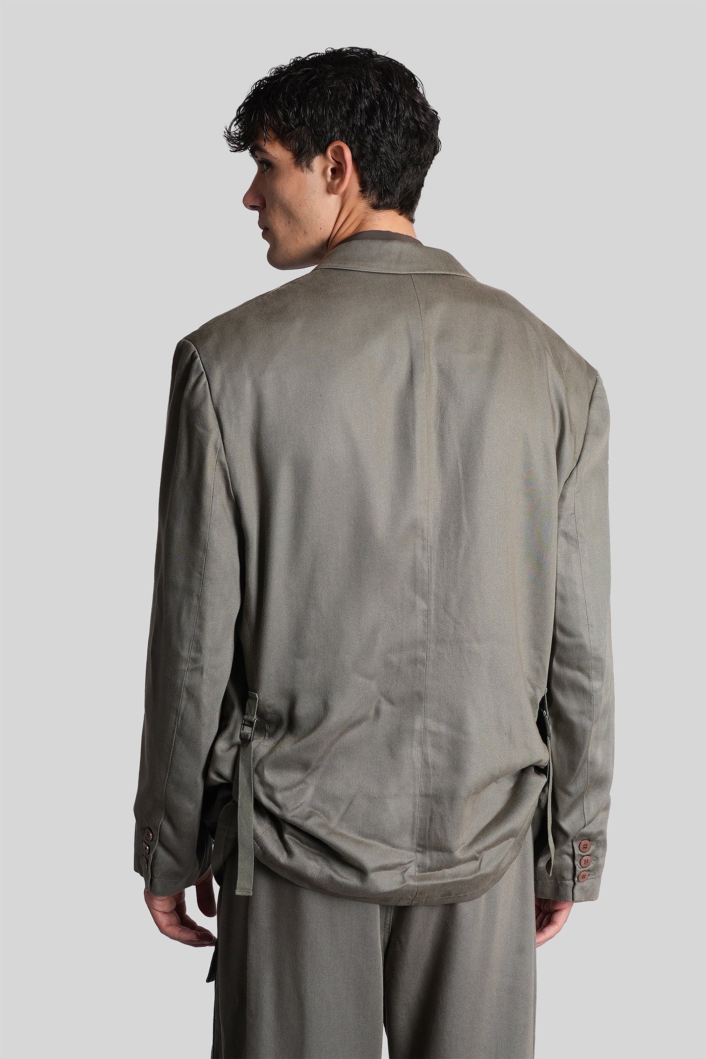 Casual jacket in green wool and polyester Abbigliamento