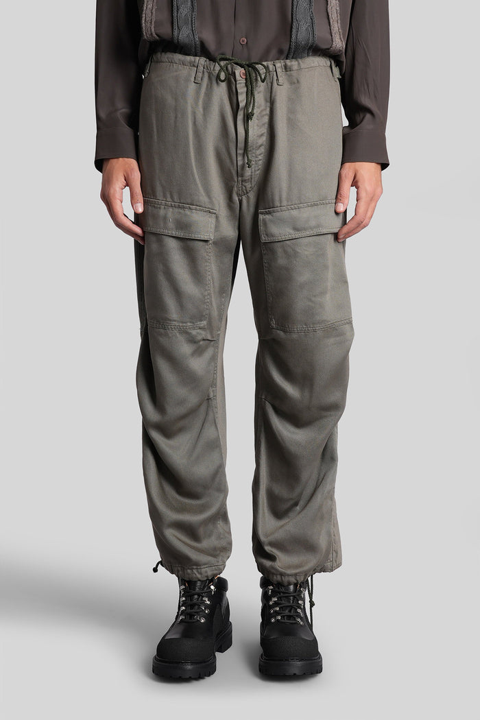 Pants in green wool and polyester Abbigliamento
