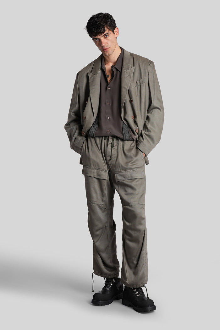 Pants in green wool and polyester Abbigliamento