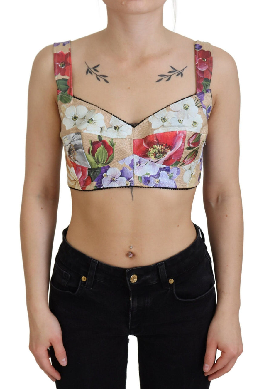 Dolce & Gabbana 64% Nylon 31% Cotton 6% Elastane bustier top in multicolor