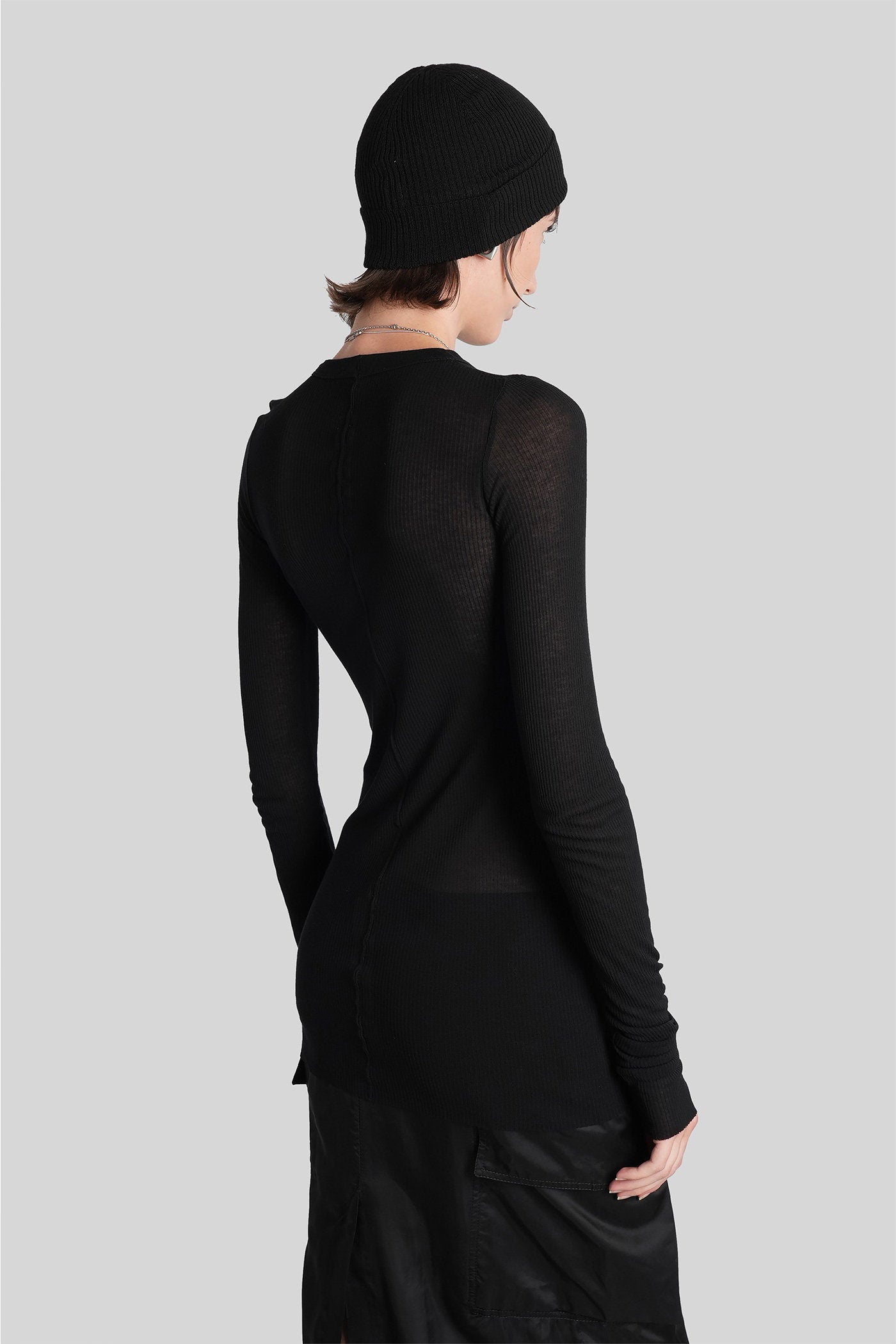 Rib ls t T-Shirt in black viscose Abbigliamento