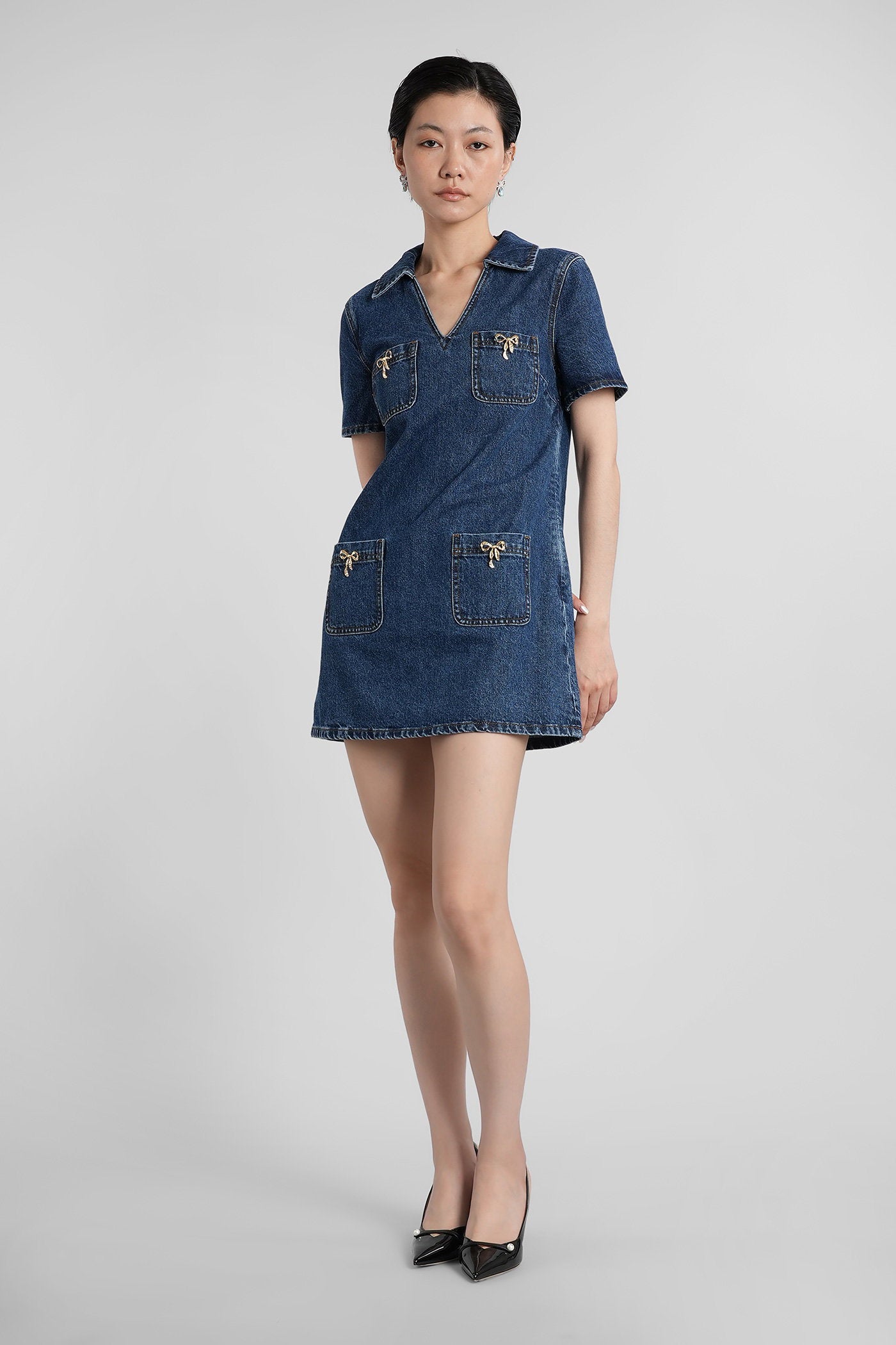 Mini dress in blue cotton Abbigliamento