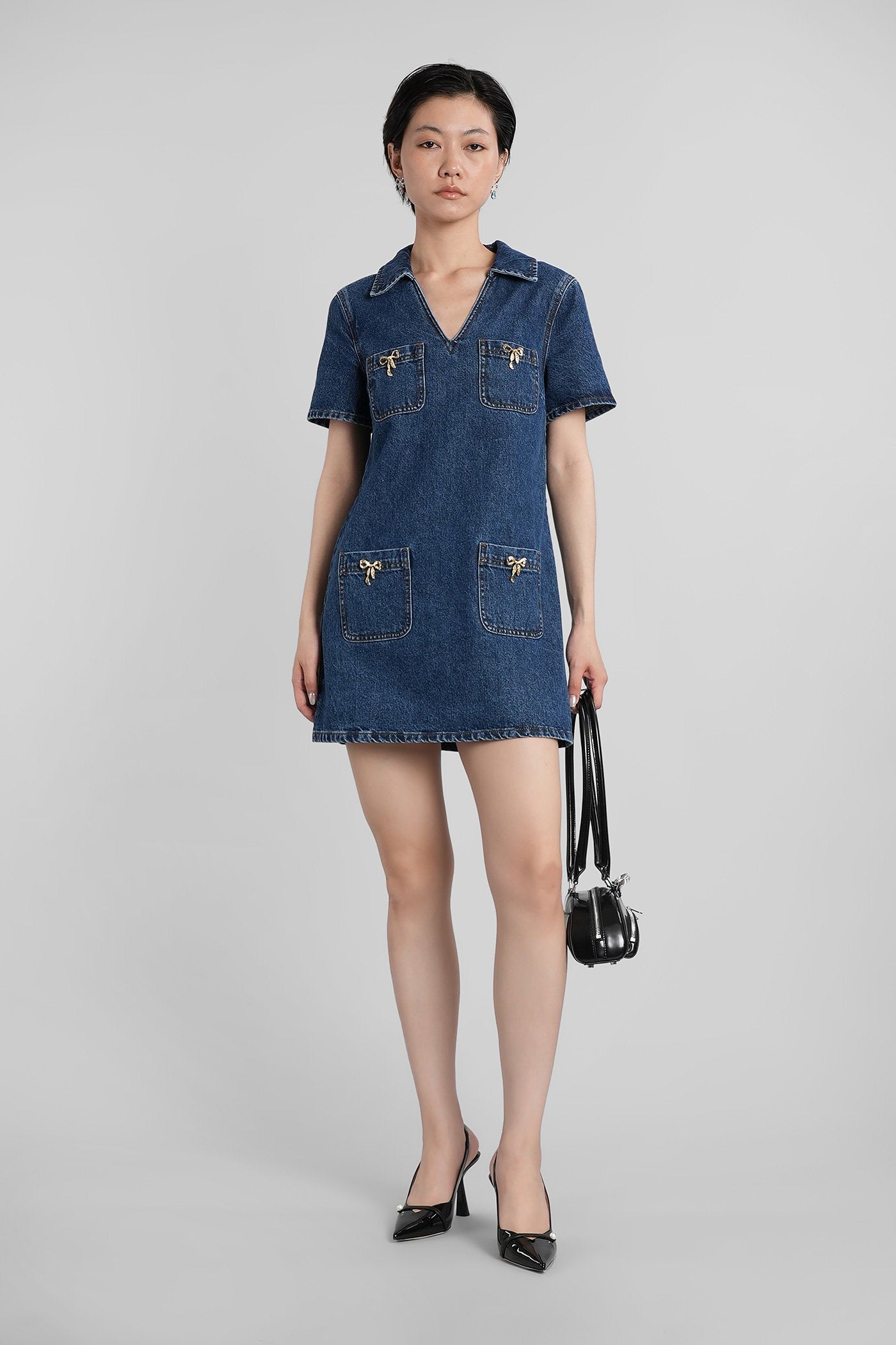 Mini dress in blue cotton Abbigliamento