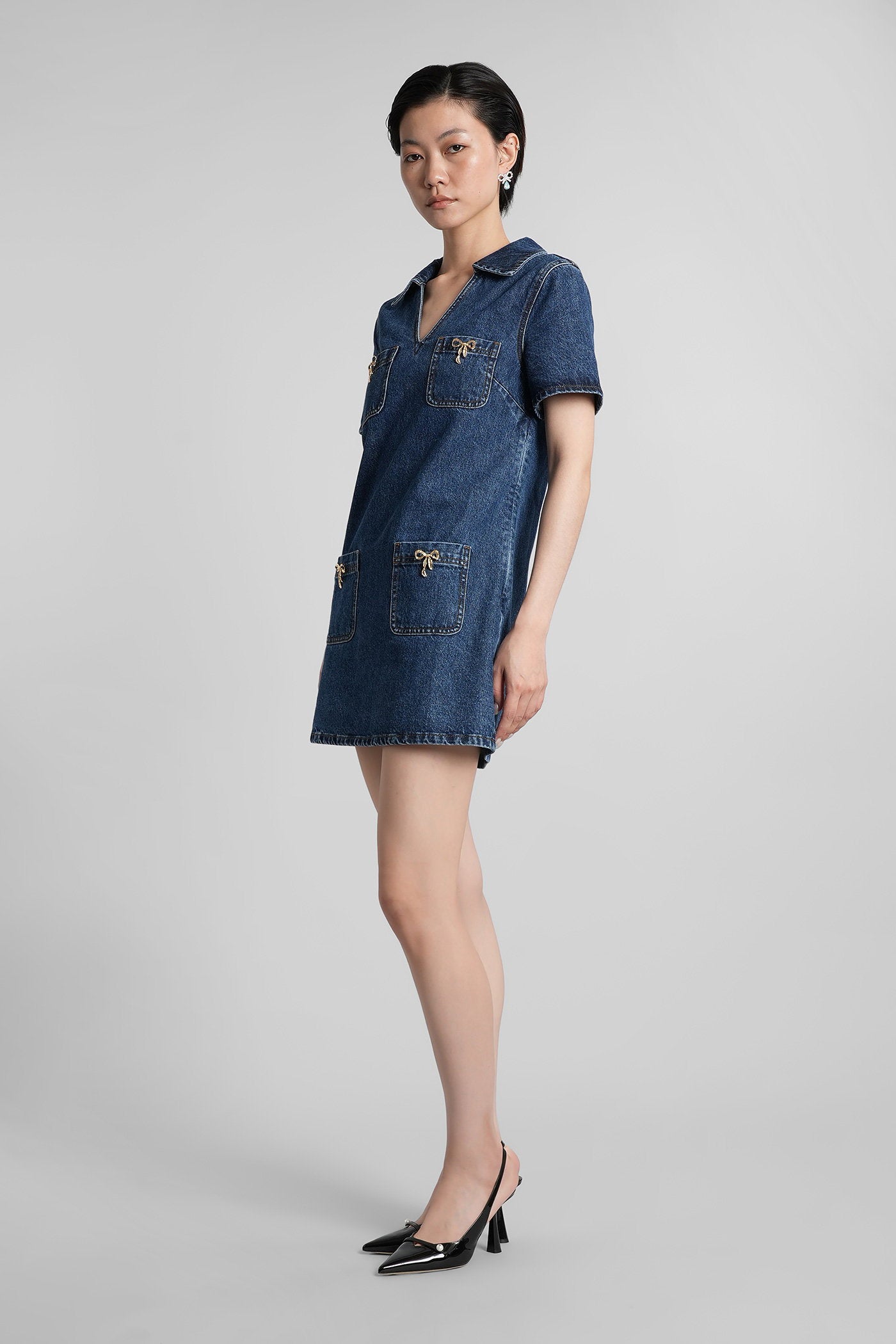 Mini dress in blue cotton Abbigliamento