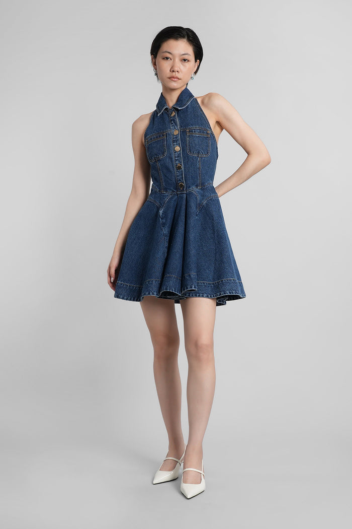 Mini dress in blue cotton Abbigliamento